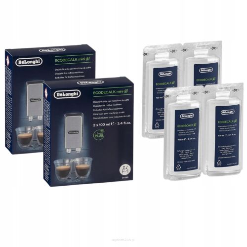 Oryginalny, ekologiczny, wyprodukowany we Włoszech, odkamieniacz 400ml (4 x 100ml) EcoDecalk DLSC200 do ekspresów do kawy DeLonghi oraz wszystkich innych marek.