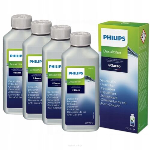 Oryginalny, wyprodukowany w Niemczech, odkamieniacz Decalcifier 4 X 250ml- 4 butelki do ekspresów Saeco Philips CA6700/10.