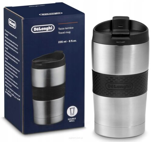 Oryginalny, fabrycznie nowy kubek termiczny DLSC074 ze stali nierdzewnej DeLonghi 235ml.