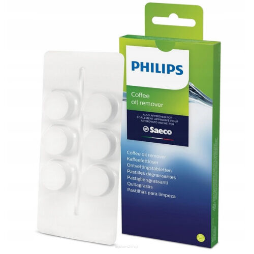 Oryginalne, fabrycznie nowe tabletki (6 sztuk) odtłuszczające do ekspresów Saeco Philips CA6704.