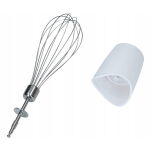 Trzepaczka do blendera ręcznego doskonale sprawdza się przy rozdrabnianiu składników, wyrabianiu ciasta oraz ubijaniu różnego rodzaju kremów. Ubijak wchodzący w skład zestawu skutecznie napowietrza masę, co pozwala uzyskać lekką pianę z białek lub puszystą mieszankę jajeczną. Element zapewnia niezawodną pracę blendera na najwyższym poziomie wydajności.