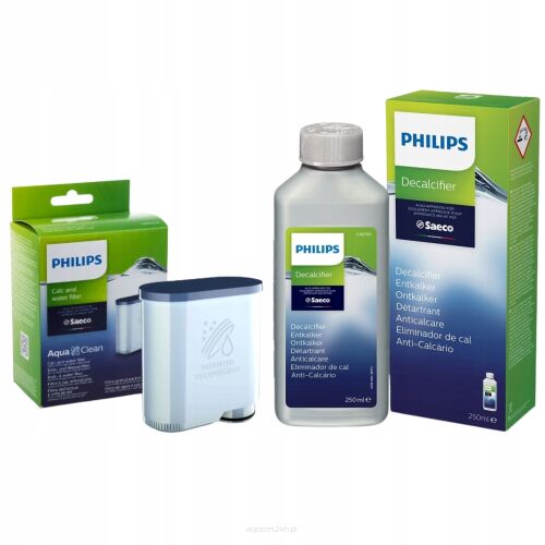 Oryginalny, fabrycznie nowy zestaw - filtr AquaClean CA6903 + odkamieniacz CA6700 250ml.